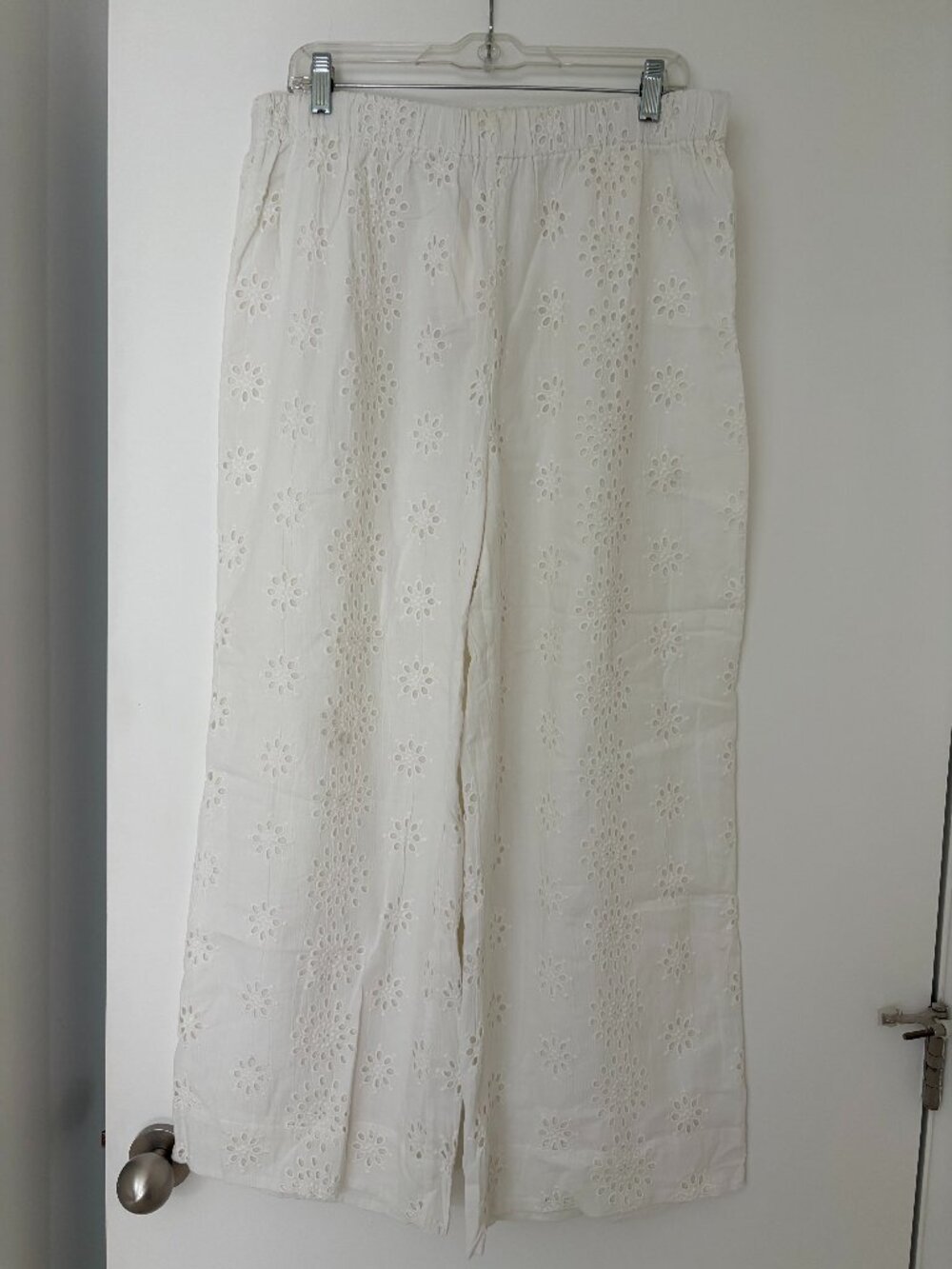 Z Supply White Eyelet Wide Leg Pants Size XL